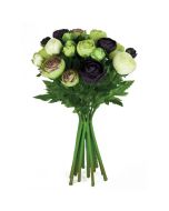 Ranunculus Bouquet 34cm Green/Aubergine