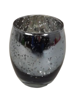 Glass LG.Silver Candle Holder 75 xx 90mm