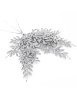 40cm Berberis Spray Glittered Silver