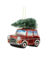 Glass Mini With Tree 10Cm Red