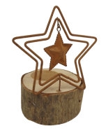 1 Metal/Wood Candle Holder  Star  Rust Ø9.5X15Cm