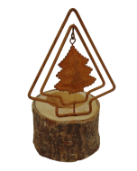 1 Metal/Wood Candle Holder  Tree  Rust Ø9.5X15Cm