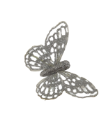 7cm Glitter Butterflies (12 Per Pack On 20cm Wire) Silver
