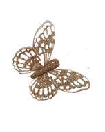 7cm Glitter Butterflies (12 Per Pack On 20cm Wire) Rose Gold