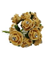 Diamante Mini Foam Rose App 2cm x 12 Stems Gold