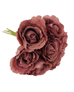 26cm Puce Open Rose Bouquet