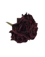 27cm Bordeaux Open Rose Posy x 5 Heads