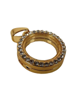 Rhinestone Circle Charm 2.5cm Gold