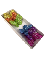 7cm Glitter Butterflies Bl  Lil /Or/Gr/Ht Pk/Yel x 12pcs