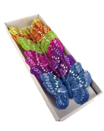 10cm Glitter Butterflies Bl/Lil/Or/Gr/Ht Pk/Yel x 12pcs
