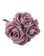 27cm Open Rose x 5 Heads Posy Lilac
