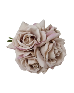27cm Open Rose x 5 Heads Posy Grey