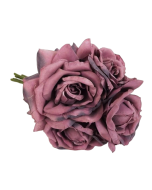 27cm Open Rose x 5 Heads Posy Mauve