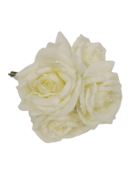 27cm Open Rose x 5 Heads Posy Cream