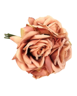 27cm Open Rose x 5 Heads Posy Bisque