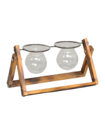 Pc. Frame W/2 Glass Hangers  Natural  25.5X 14 Cm