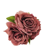 24cm Open Rose Posy x 3 Heads Puce