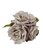 24cm Open Rose Posy x 3 Heads Grey