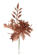 22cm Glittered Pick with Poinsettia & Berries Rose Gold