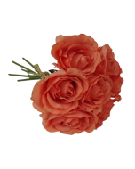 26cm Coral Open Rose Hand Tied