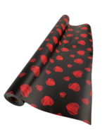 Black/Red Hearts Deluxe C Wrap 60cm x 25mts