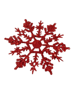10cm Glitter Snowflake x24 Boxed Red