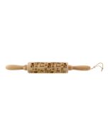 34cm Wooden Rolling Pin with Engraved Presents Natural