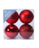 Red Shatterproof Baubles (10cm) (4 pieces)