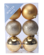Gold Shatterproof Baubles (8cm) (6 pieces)