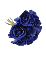 26cm Blue Open Rose Hand Tied x 7 Heads