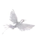Beaded Hummingbird Clip 20cm Silver