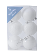White Shatterproof Baubles (8cm) (6 pieces)