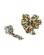 63mm x 10yds Ribbon W/ Assorted Christmas Flowers