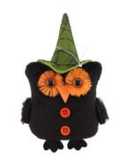 15cm Fabric Halloween Owl Hanger Green (N50652)