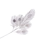 Glittered Peacock Feather Spray - Champagne (93cm long)