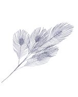 Glittered Peacock Feather Spray - Black/Silver (93cm long)
