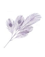 Glittered Peacock Feather Spray - Pink (93cm long)