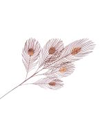 Glittered Peacock Feather Spray - Copper (93cm long)