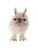 15cm Faux Fur Standing Owl Grey