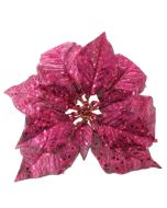 25cm Metallic Poinsettia Head with Clip Purple
