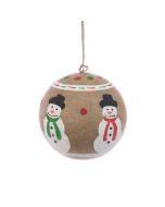 Papier Mache Snowman Bauble 8cm