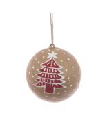 Papier Mache Tree Bauble 8cm