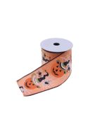 Halloween Pumpkin Ribbon - Orange/Black/White (60mm x 10m)