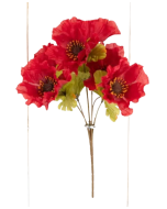 Red Poppy Bush x 6 Heads 32cm