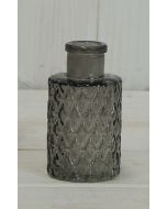 Smoky Grey Mini Geometric Glass Bottle (9.2cm)