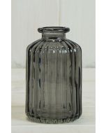Smoky Grey Ribbed Glass Bottle (10cm)