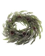 60cm Snowy Norfolk Pine Wreath with Pinecones