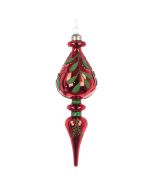 GLASS Rosemary Fancy Finial 22cm Red/Green