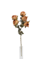 Artificial Dry Rose Bush - Orange (43cm long with 5 heads)