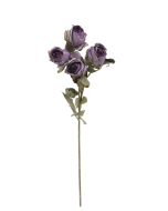 Artificial Dry Rose Bush - Purple (43cm long with 5 heads)